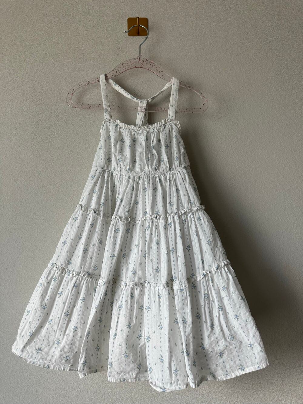 Vintage Ralph Lauren Girls Blue Floral Tiered Maxi Dress 3T Cottagecore Prairie